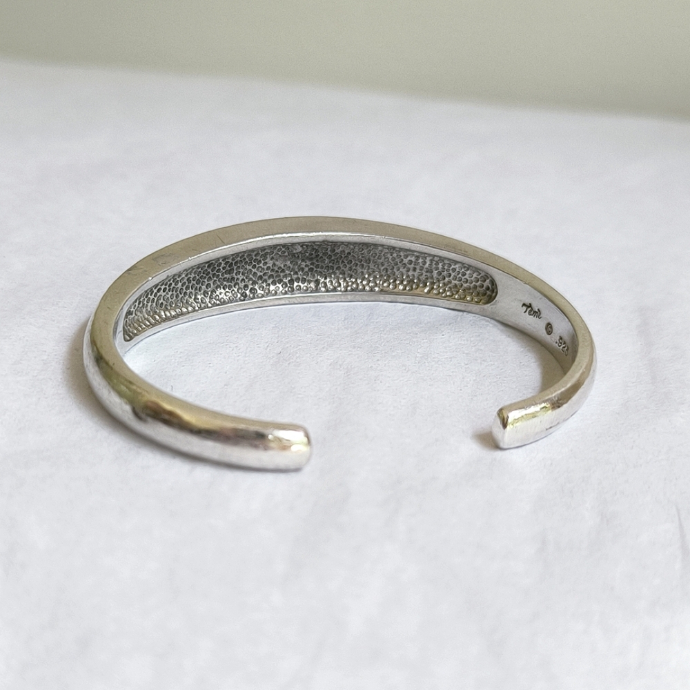 Teme sterling silver and turquoise inlay tapered bangle bracelet - Picture 9 of 11